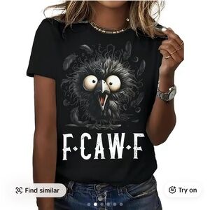 Black Graphic T-Shirt with Cartoon Design